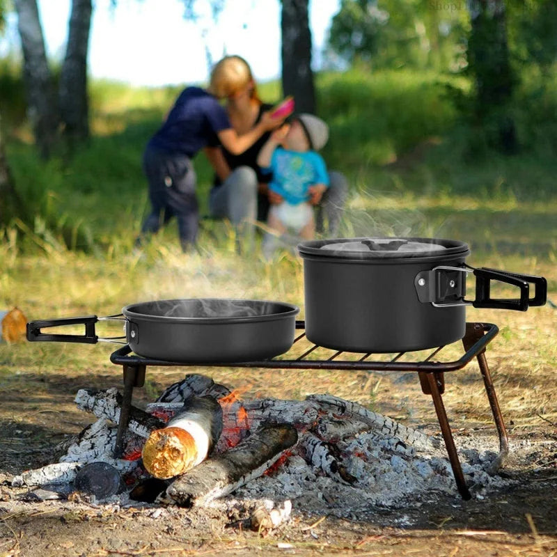 2–3 Person Camping Cookware Set – Folding Pot & Kettle Combo