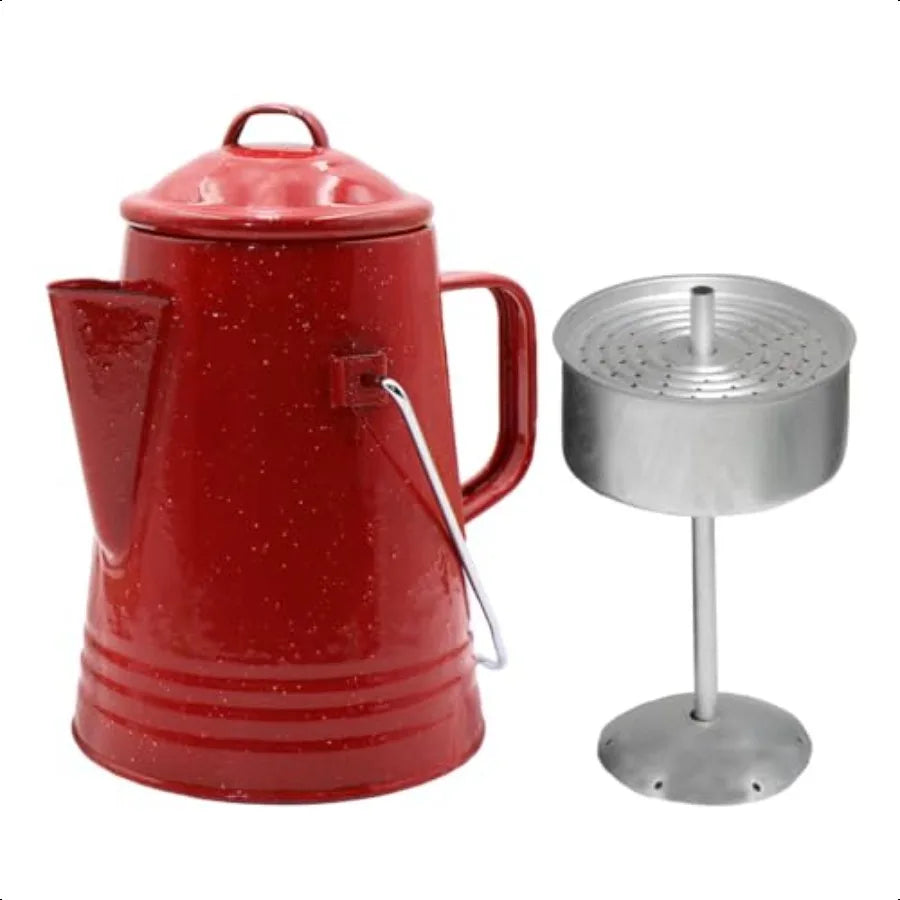 8-Cup Red Enamel Steel Coffee Percolator – Camping & Outdoor