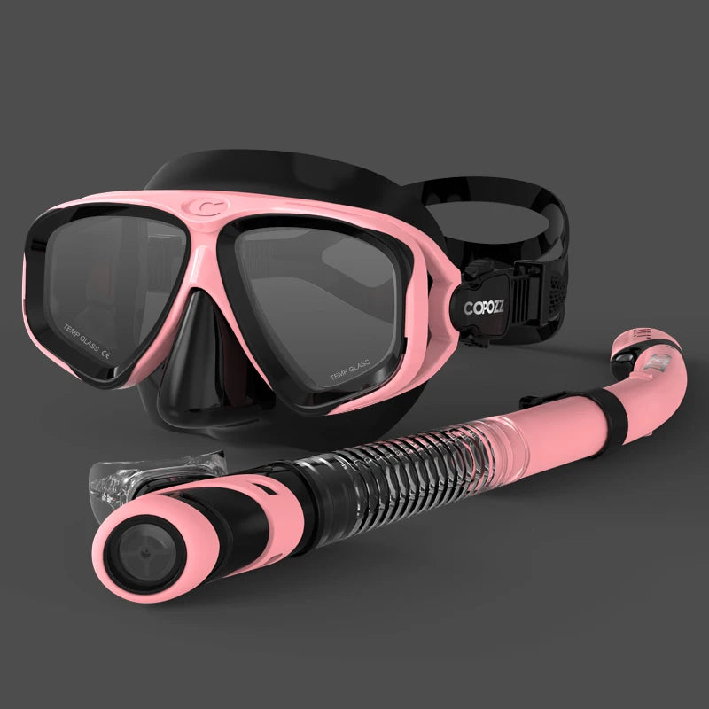 COPOZZ 2024 Scuba Diving Mask Set – Anti-Fog Goggles with Snorkel