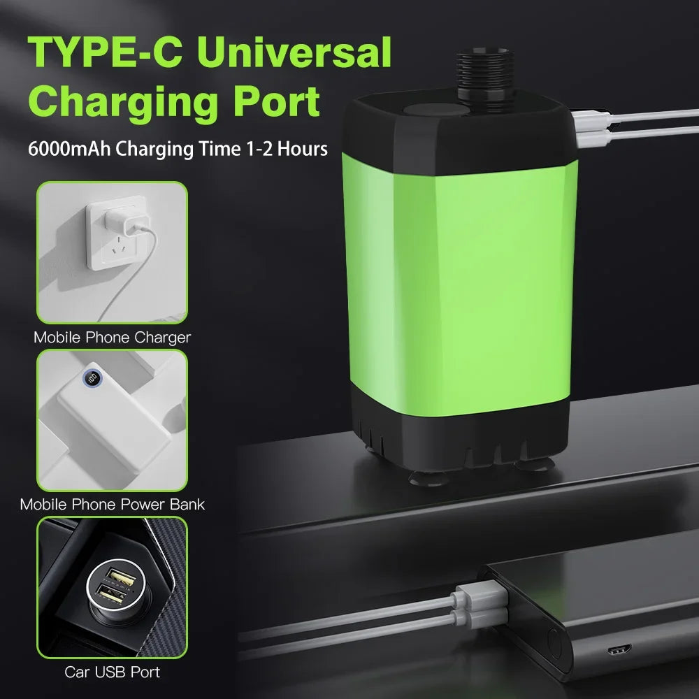 Camping Shower Pump with Digital Display – RV Outdoor Shower Kit, 6000mAh Rechargeable