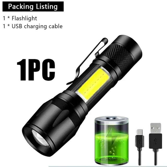 COB+XPE USB Rechargeable Mini LED Flashlight