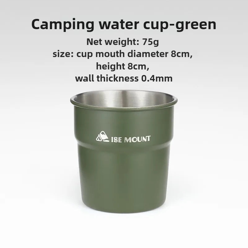 ISE MOUNT 304 Stainless Steel Camping Cup with Storage Bag