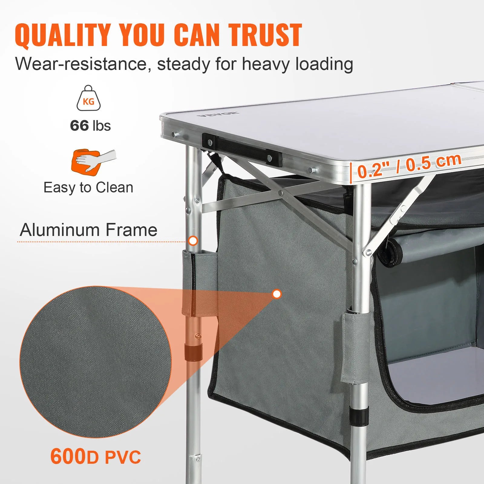 SucceBuy Folding Camping Kitchen Table – Portable Outdoor Cooking Station
