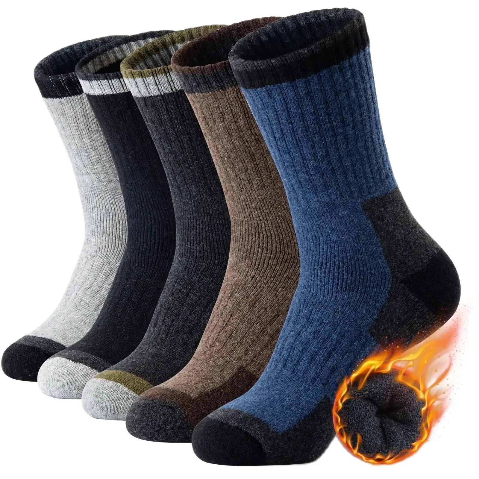 5 Pairs Men’s Merino Wool Hiking Socks