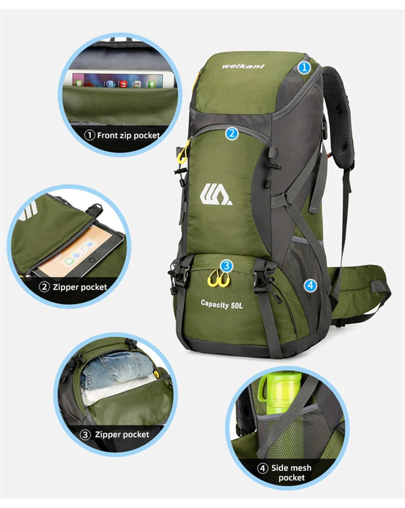 50L Waterproof Hiking & Travel Backpack