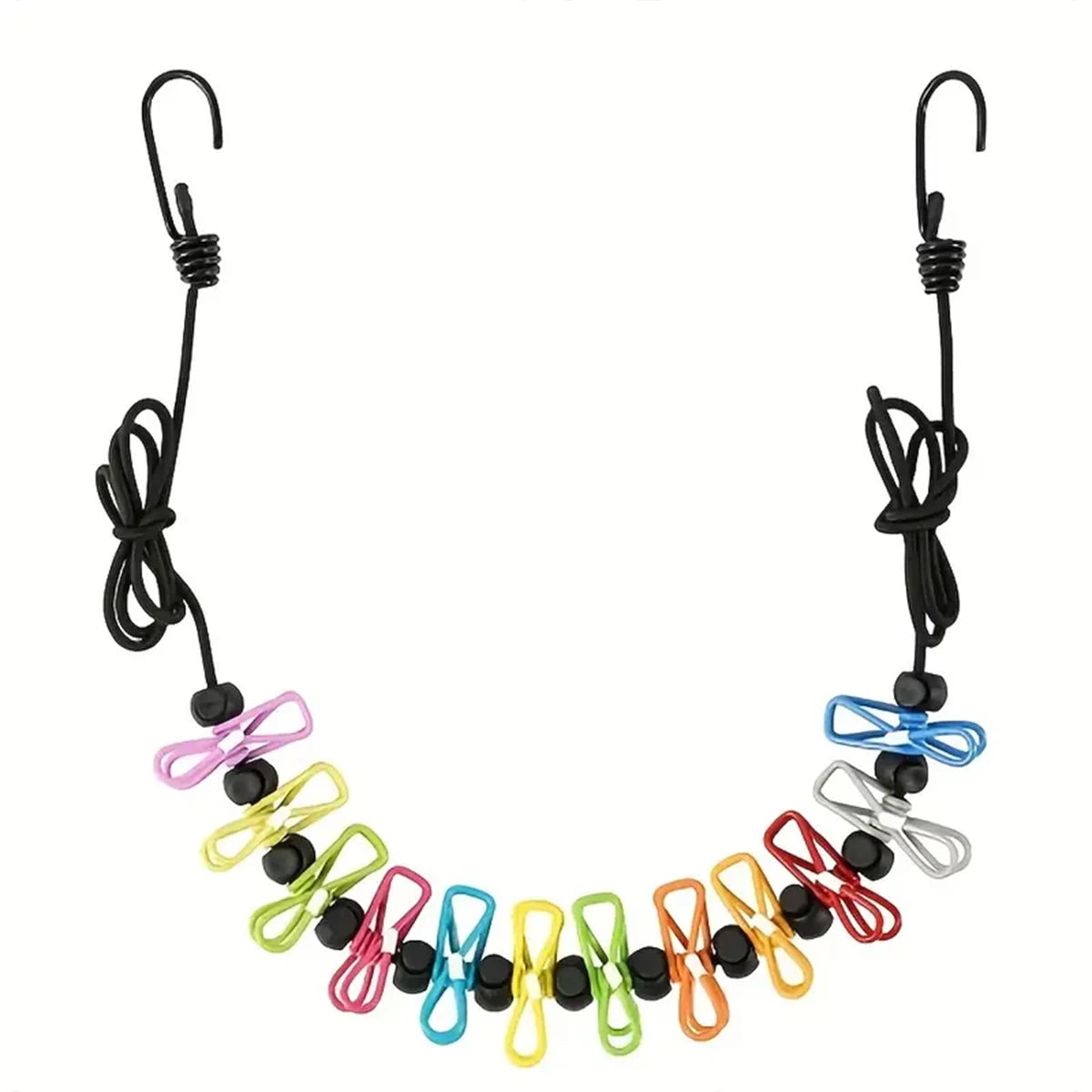 Retractable Portable Travel Clothesline with 12 Pins