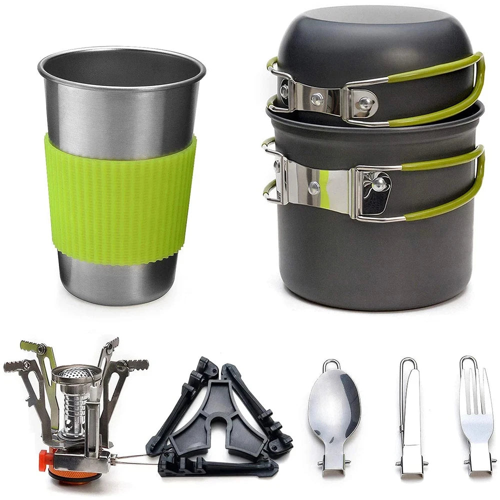 Camping Cookware Kit with Stove – Outdoor Cooking Set