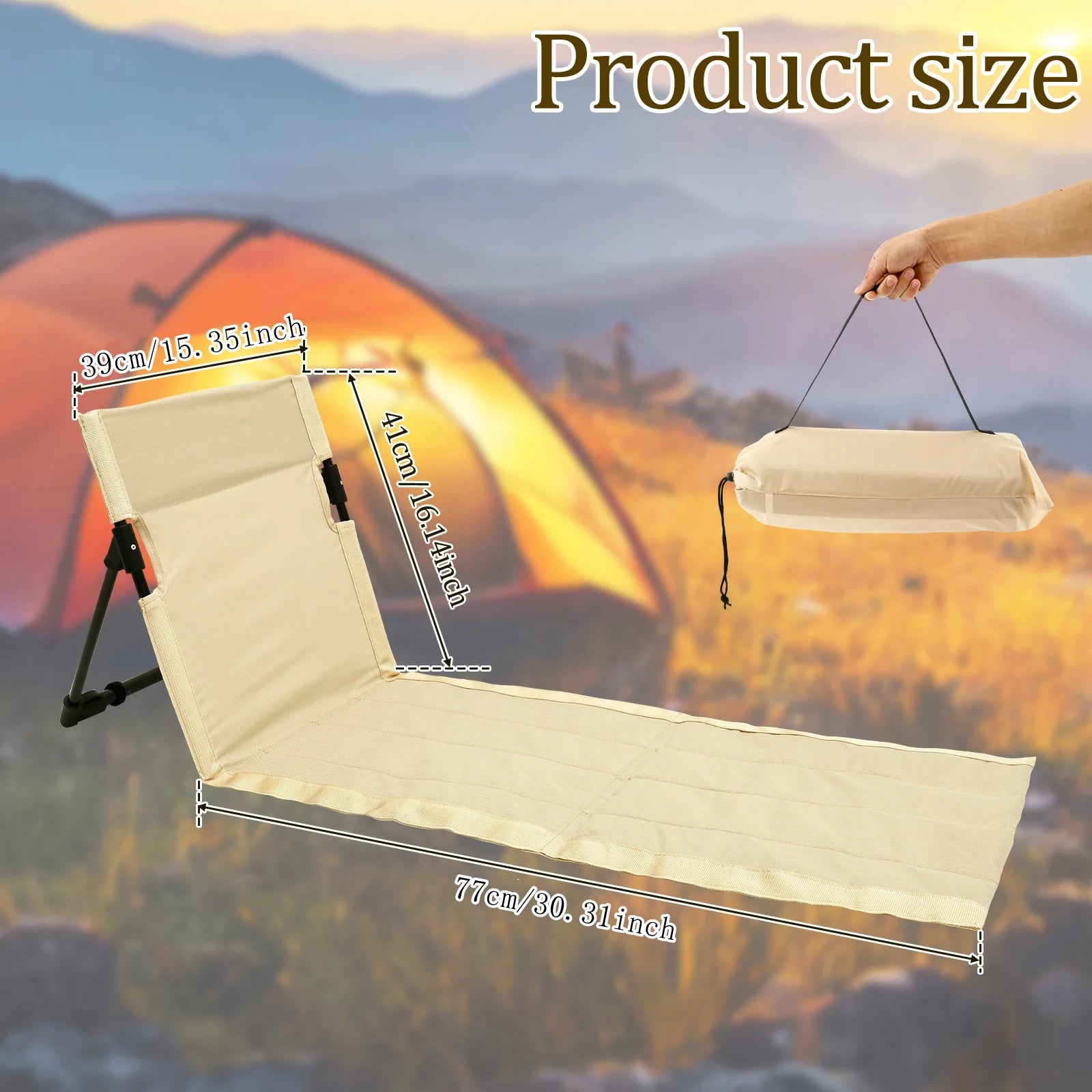 Foldable Camping Floor Chair with Backrest Cushion – Oxford Cloth