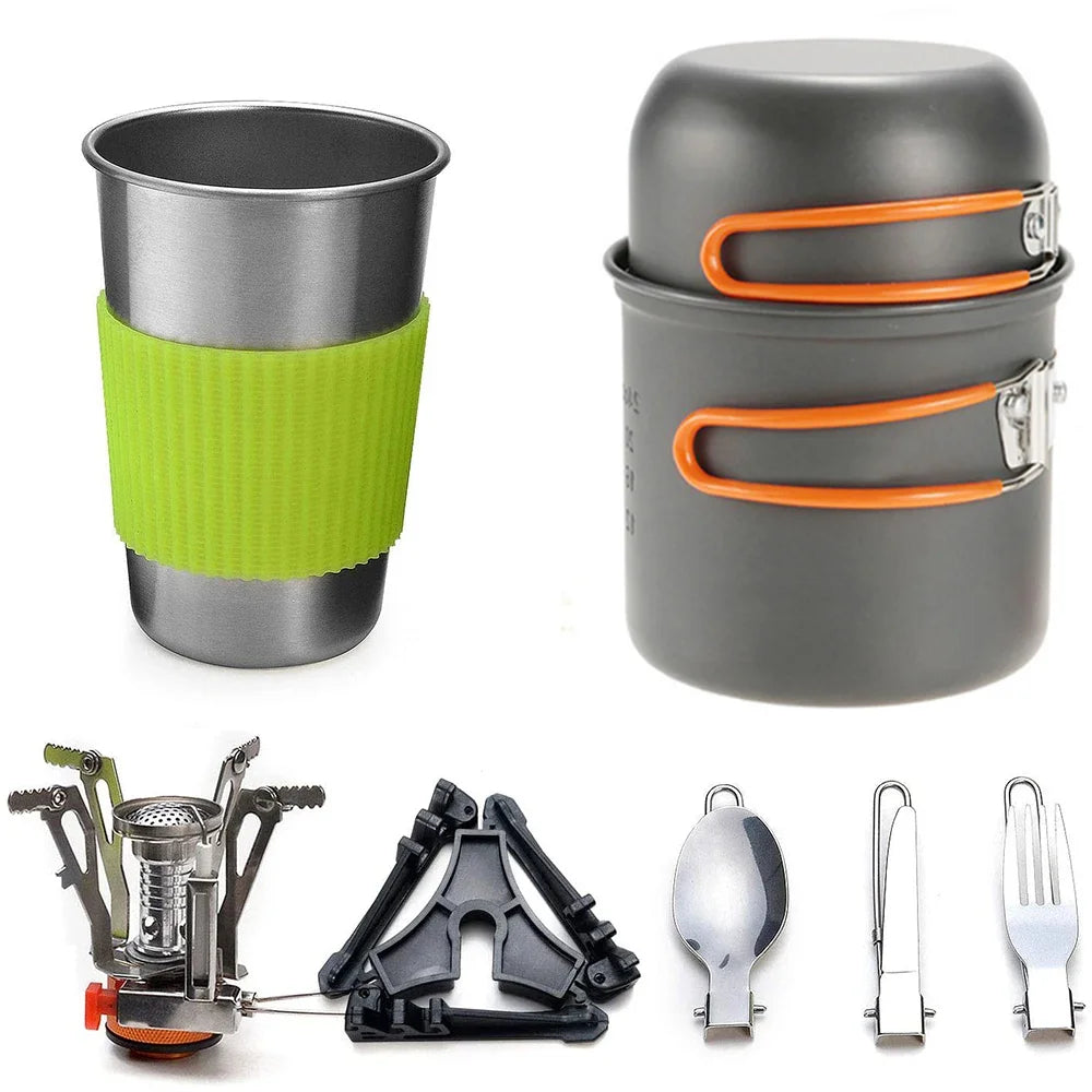 Camping Cookware Kit with Stove – Outdoor Cooking Set