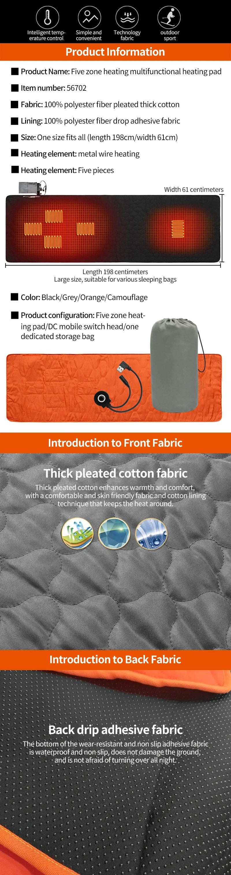 USB Heated Camping Sleeping Mat