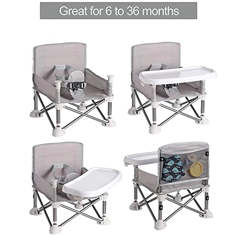 Baby Portable Foldable Dining Chair with Tray & Seat Belt