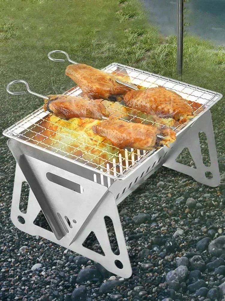Portable Folding Stainless Steel BBQ Grill