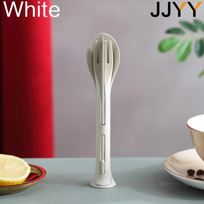 3PCS Wheat Straw Travel Cutlery Set – Portable Dinnerwarenic Dinnerware Set Camping Cutlery Set