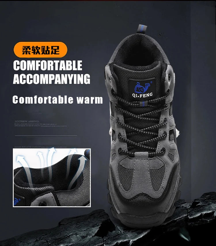 CHRLCK Men’s Winter High-Top Outdoor Shoes Wear-resistant Warm Warm Lock Shoes