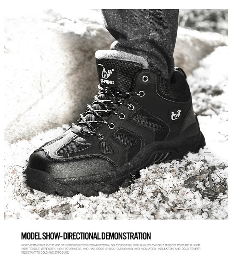 CHRLCK Men’s Winter High-Top Outdoor Shoes Wear-resistant Warm Warm Lock Shoes