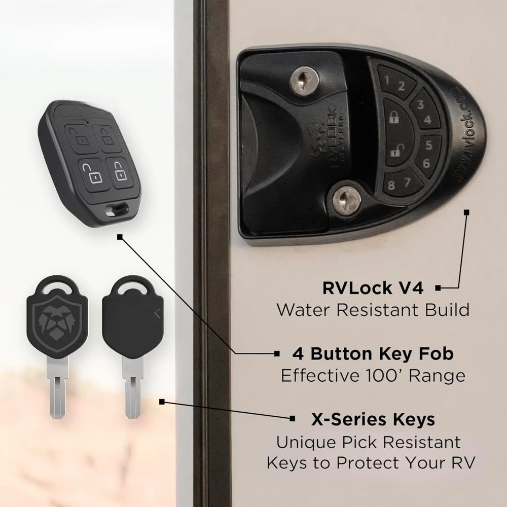 V4 Keyless RV Door Lock with Remote – Secure Camper Latch Replacement