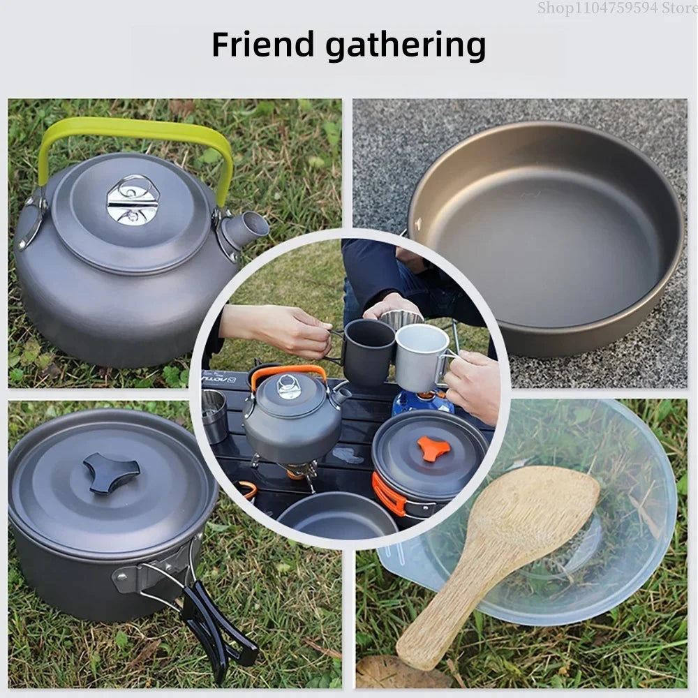 2–3 Person Camping Cookware Set – Folding Pot & Kettle Combo