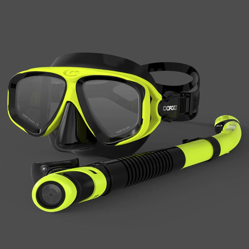 COPOZZ 2024 Scuba Diving Mask Set – Anti-Fog Goggles with Snorkel