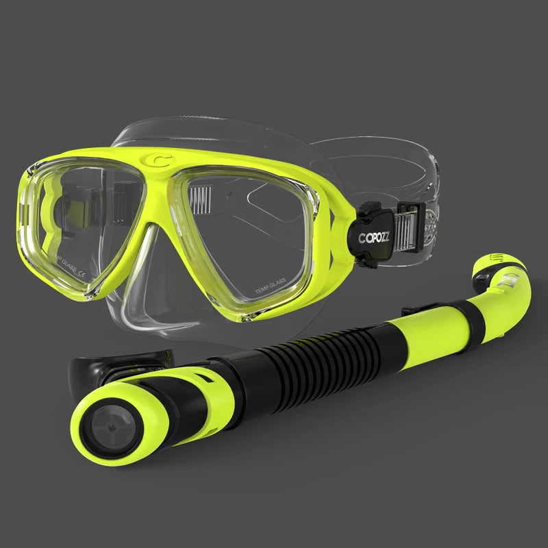 COPOZZ 2024 Scuba Diving Mask Set – Anti-Fog Goggles with Snorkel