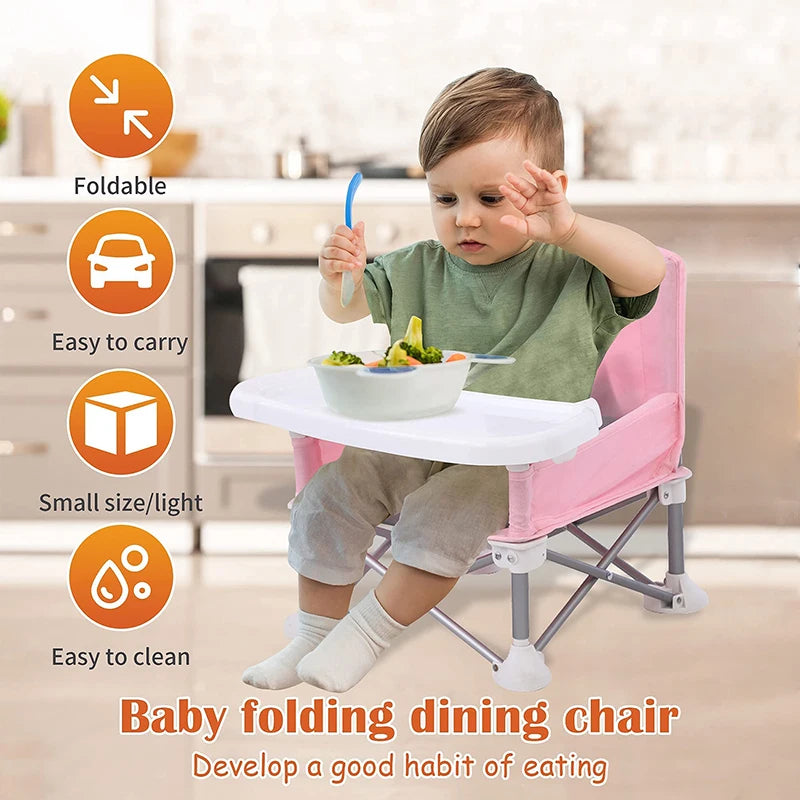 Baby Portable Foldable Dining Chair with Tray & Seat Belt