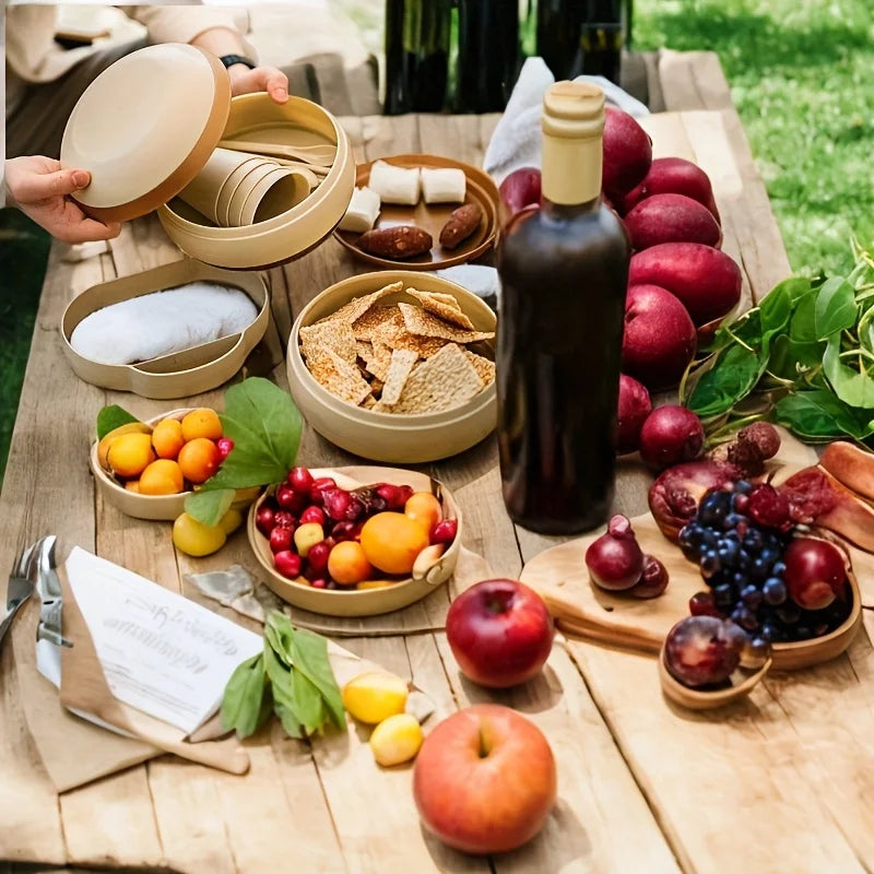 Portable Camping Picnic Utensil Set – Plates, Cups, Bowls & Cutlery