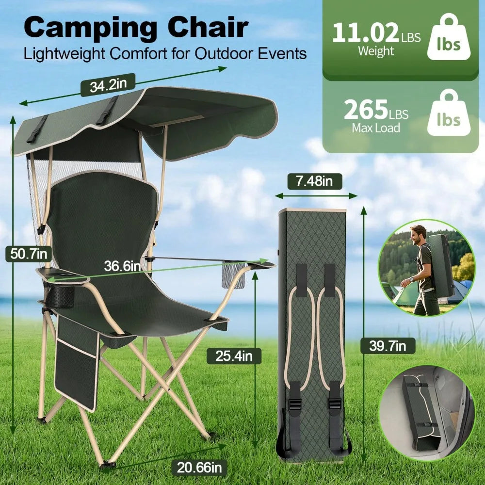 Portable Folding Camping Chair with Canopy