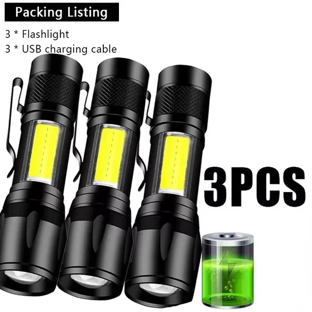 COB+XPE USB Rechargeable Mini LED Flashlight