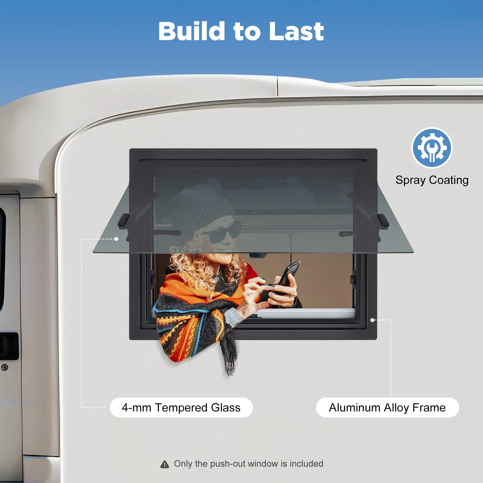 600x450mm RV Push Out Window.