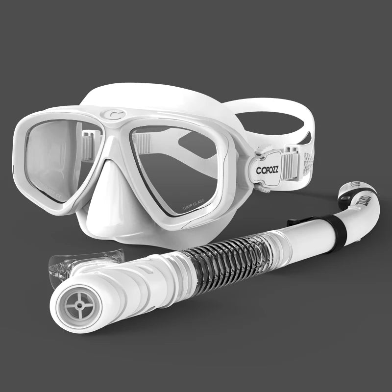 COPOZZ 2024 Scuba Diving Mask Set – Anti-Fog Goggles with Snorkel