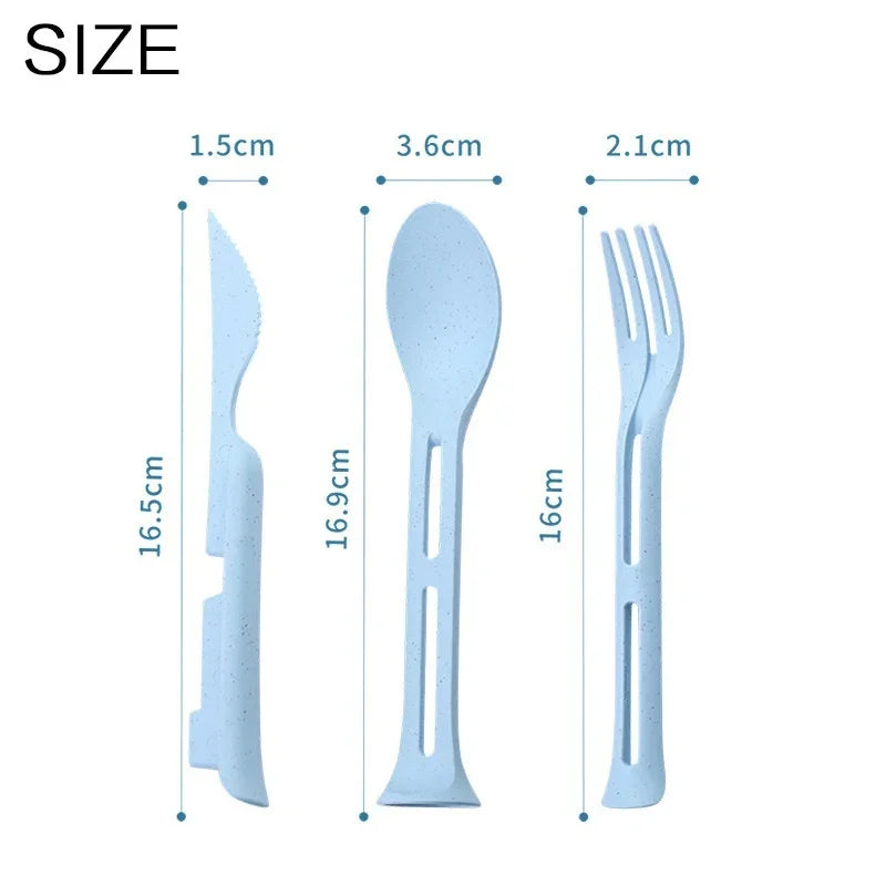 3PCS Wheat Straw Travel Cutlery Set – Portable Dinnerwarenic Dinnerware Set Camping Cutlery Set