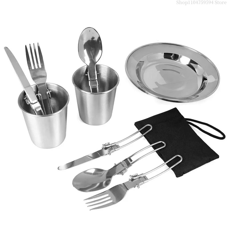 2–3 Person Camping Cookware Set – Folding Pot & Kettle Combo