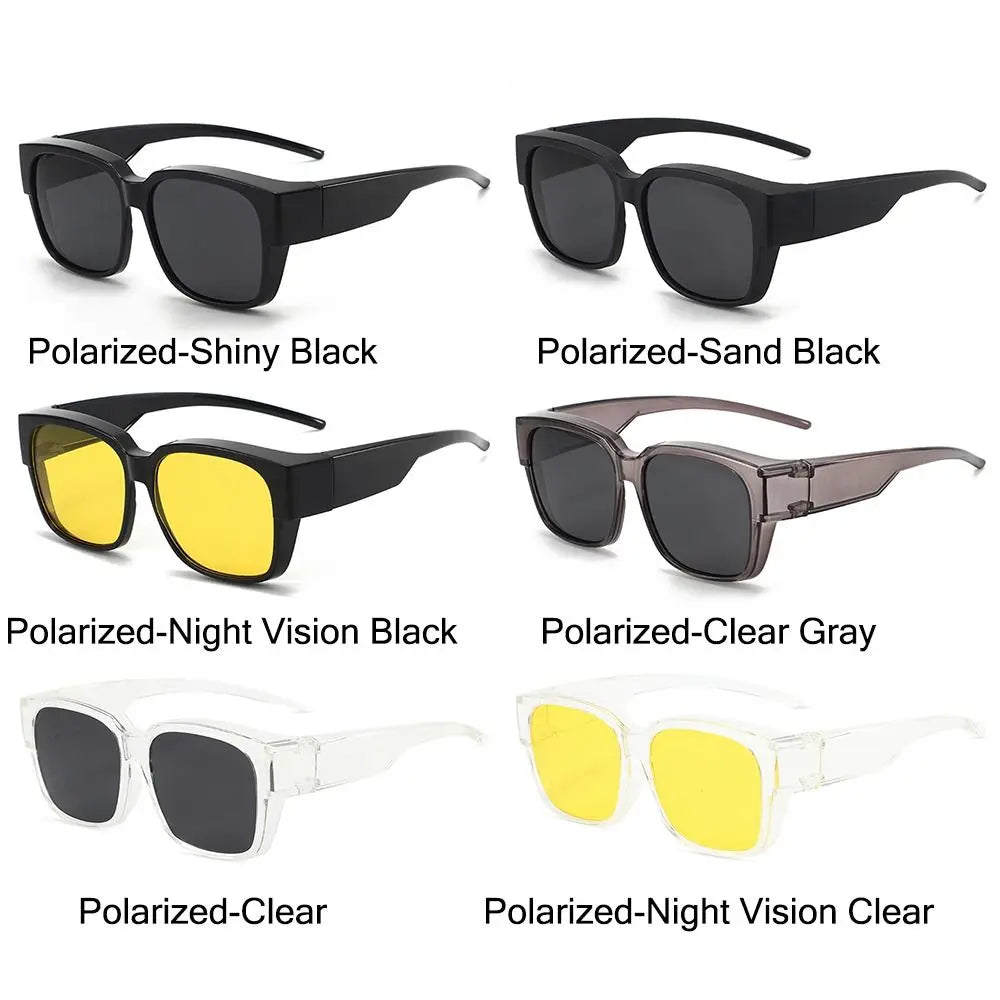 Polarized Fit Over Sunglasses – UV Protection Wrap Around Square Shades