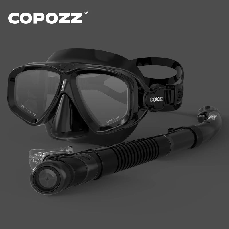 COPOZZ 2024 Scuba Diving Mask Set – Anti-Fog Goggles with Snorkel