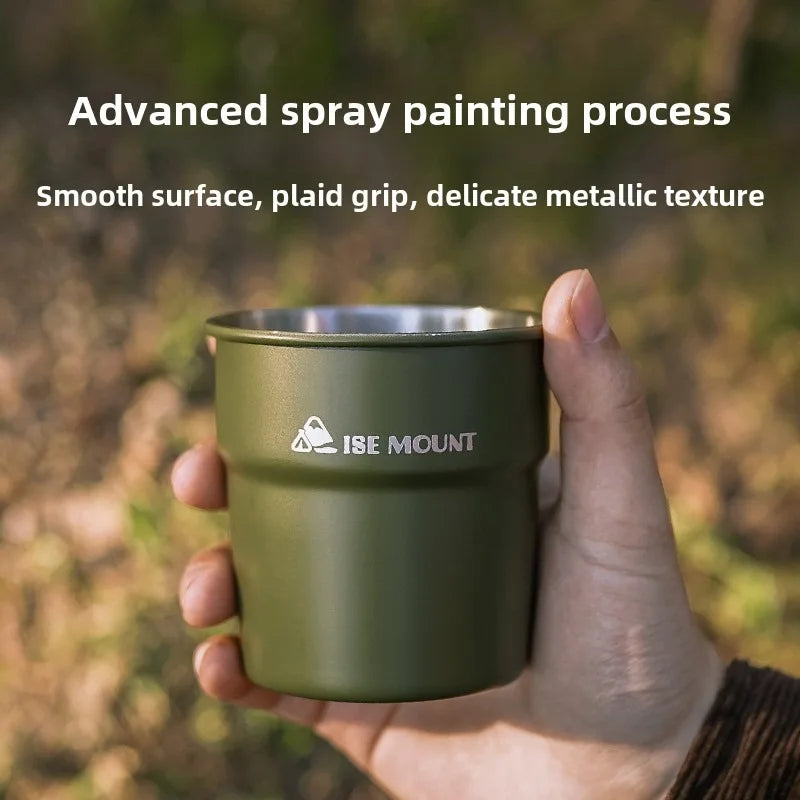 ISE MOUNT 304 Stainless Steel Camping Cup with Storage Bag