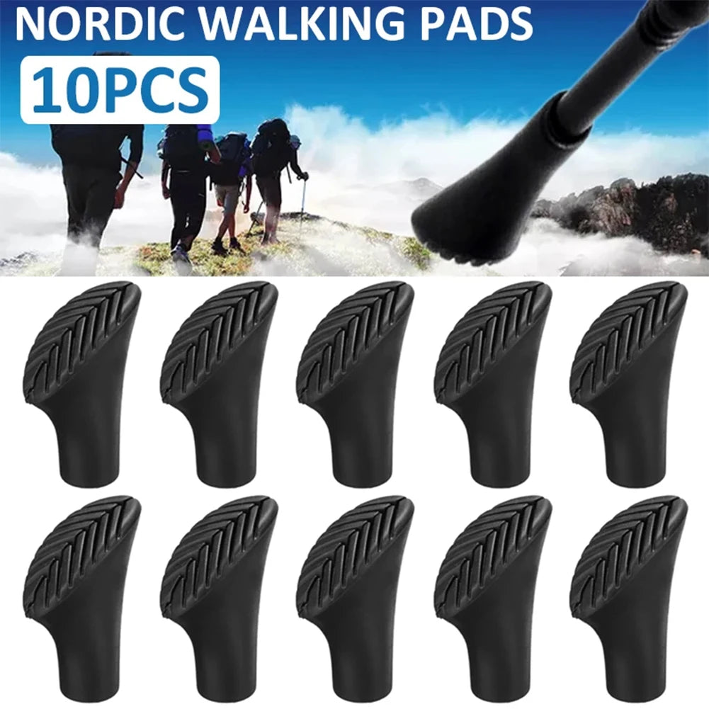 10pcs Trekking Pole Tips – Rubber Feet Protectors for Walking & Climbing