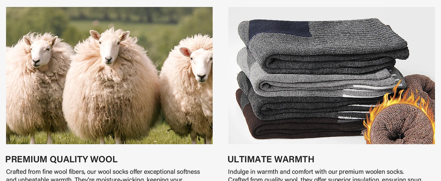 5 Pairs Men’s Merino Wool Hiking Socks