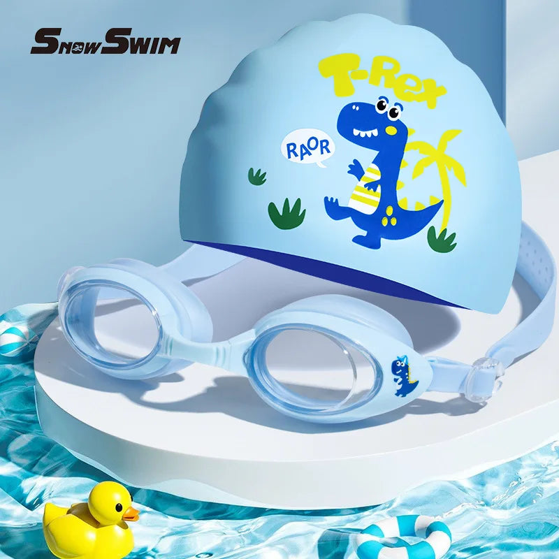 Children’s Swimming Goggles with Cap – Small Frame, Waterproof, Anti-Fog, HD Swimming Glasses for Boys & Girls