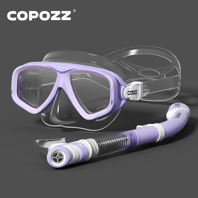 COPOZZ 2024 Scuba Diving Mask Set – Anti-Fog Goggles with Snorkel