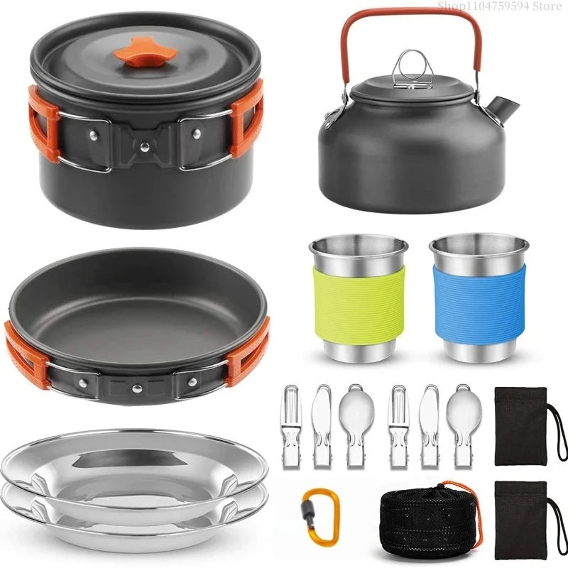 2–3 Person Camping Cookware Set – Folding Pot & Kettle Combo