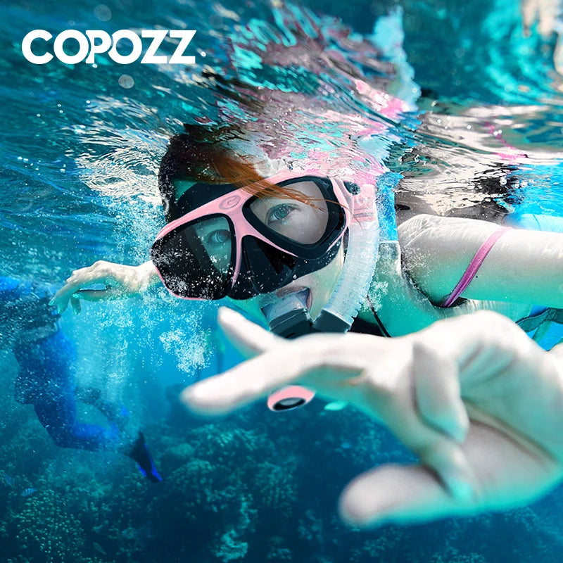 COPOZZ 2024 Scuba Diving Mask Set – Anti-Fog Goggles with Snorkel