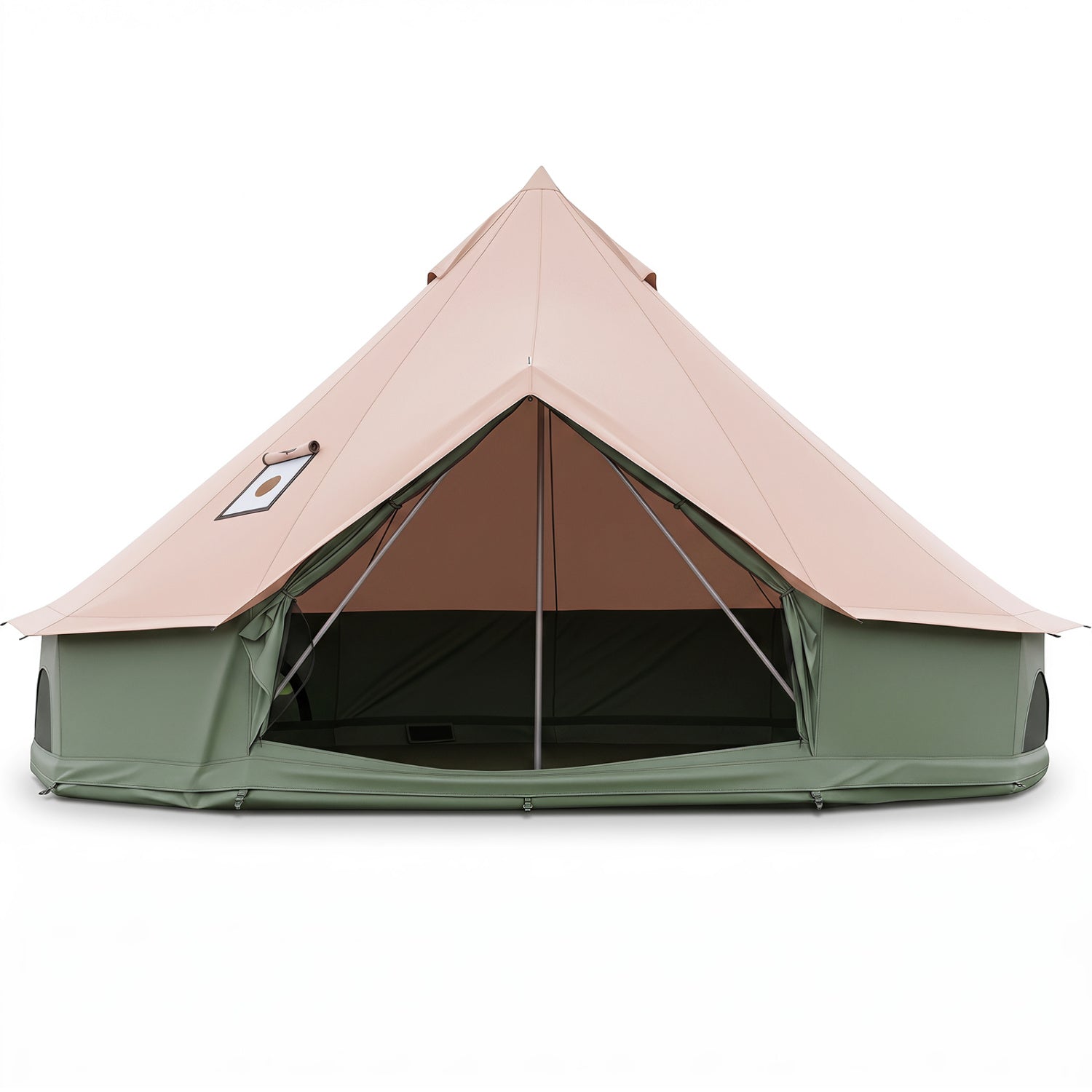 Waterproof Bell Tent with Stove Jack & Mesh Windows – 4-Season Family Camping Tent
