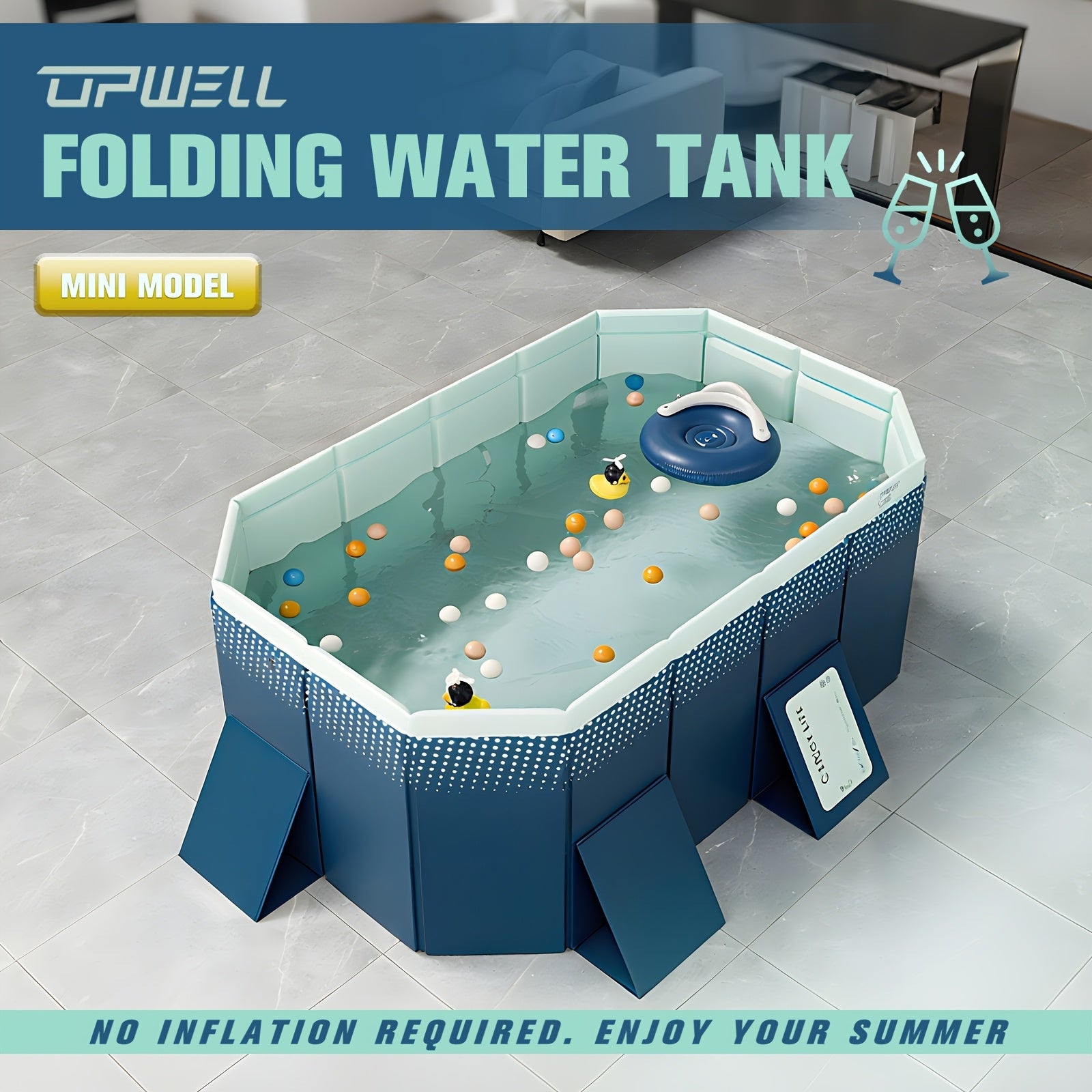 UPWELL Foldable Swimming Pool – No Inflation, Outdoor Water Fun