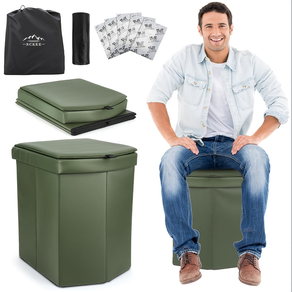 YAKEA XL Portable Camping Toilet – 16.5" Tall with Lid & Carry Bag