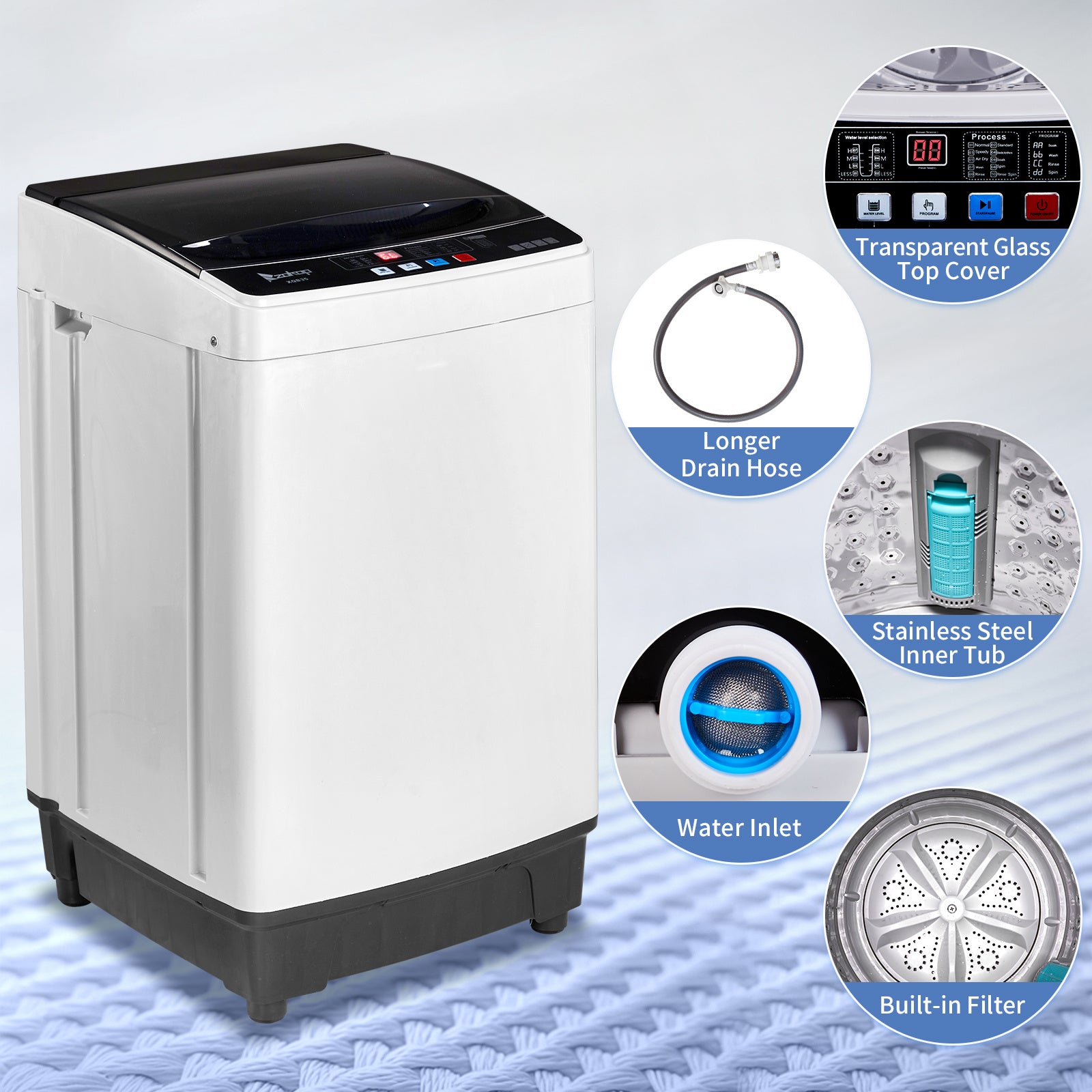 Full Automatic 17.6Lbs Top-Load Portable Washer & Dryer – 2-in-1