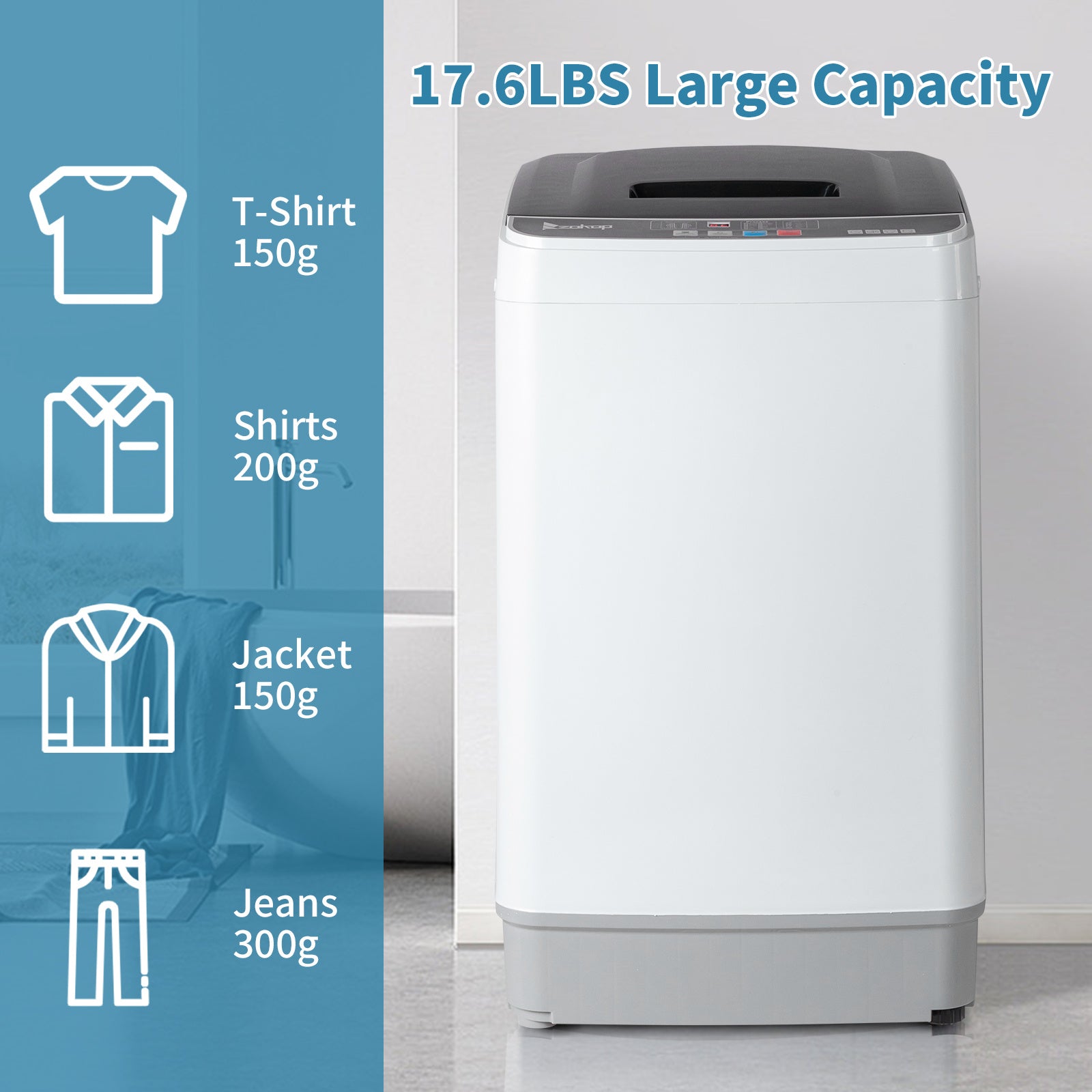 Full Automatic 17.6Lbs Top-Load Portable Washer & Dryer – 2-in-1