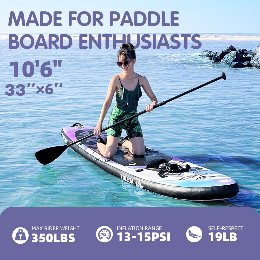 AISUNSS Inflatable SUP Paddle Board – Wide Adult Board with Accessories, Purple & Blue