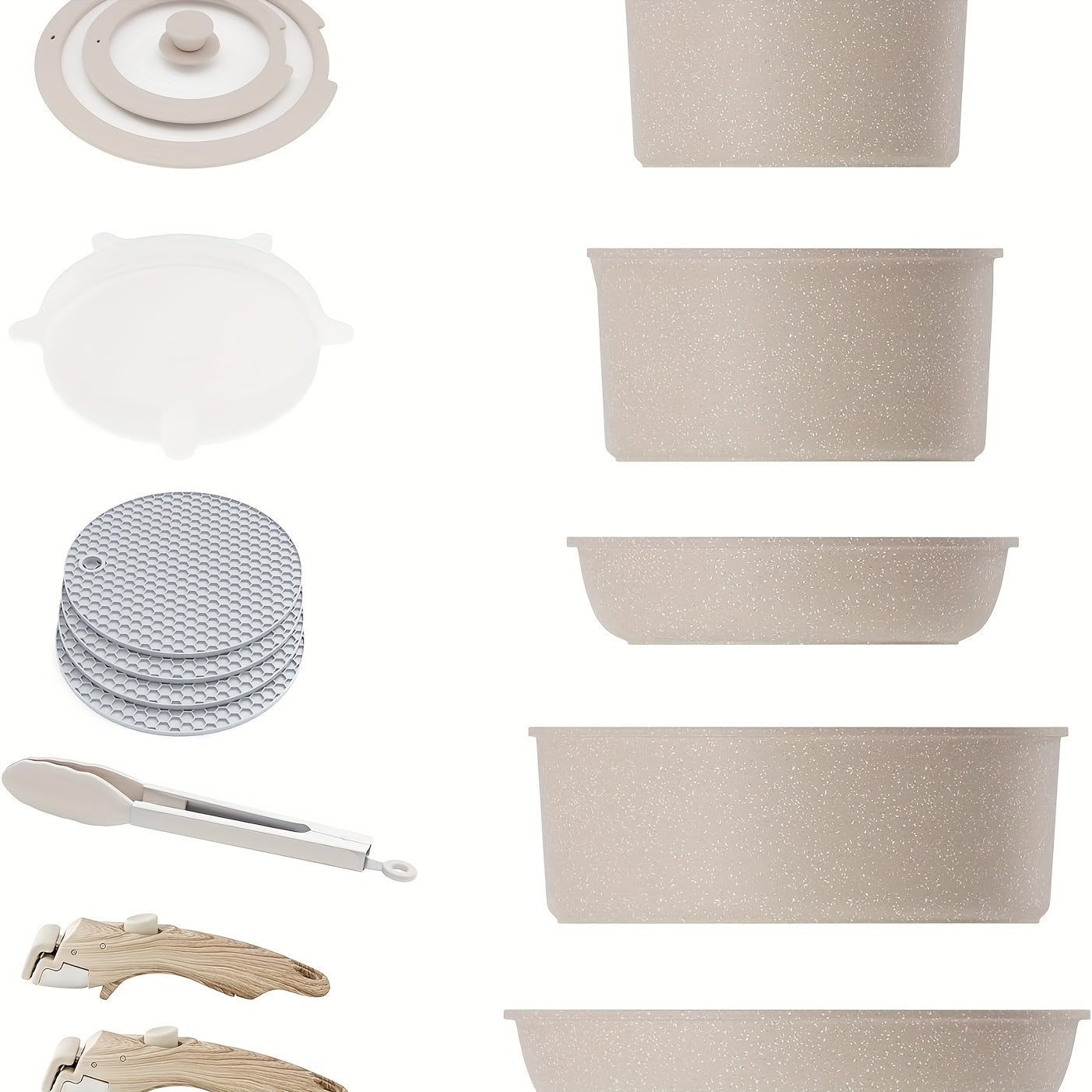 5-Piece Detachable Nonstick Cookware Set – Stackable Pots & Pans with Removable Handles