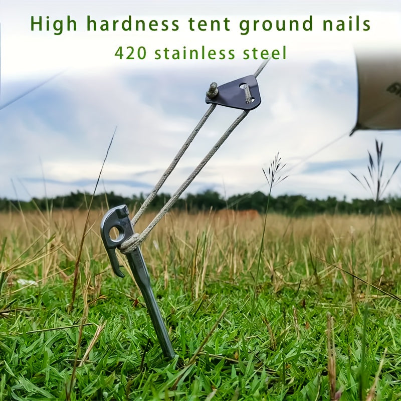 8pcs Heavy-Duty Tent Ground Stakes – Extended Shelter Pegs with Enhanced Grip for Camping, RV, Tarps & Canopies