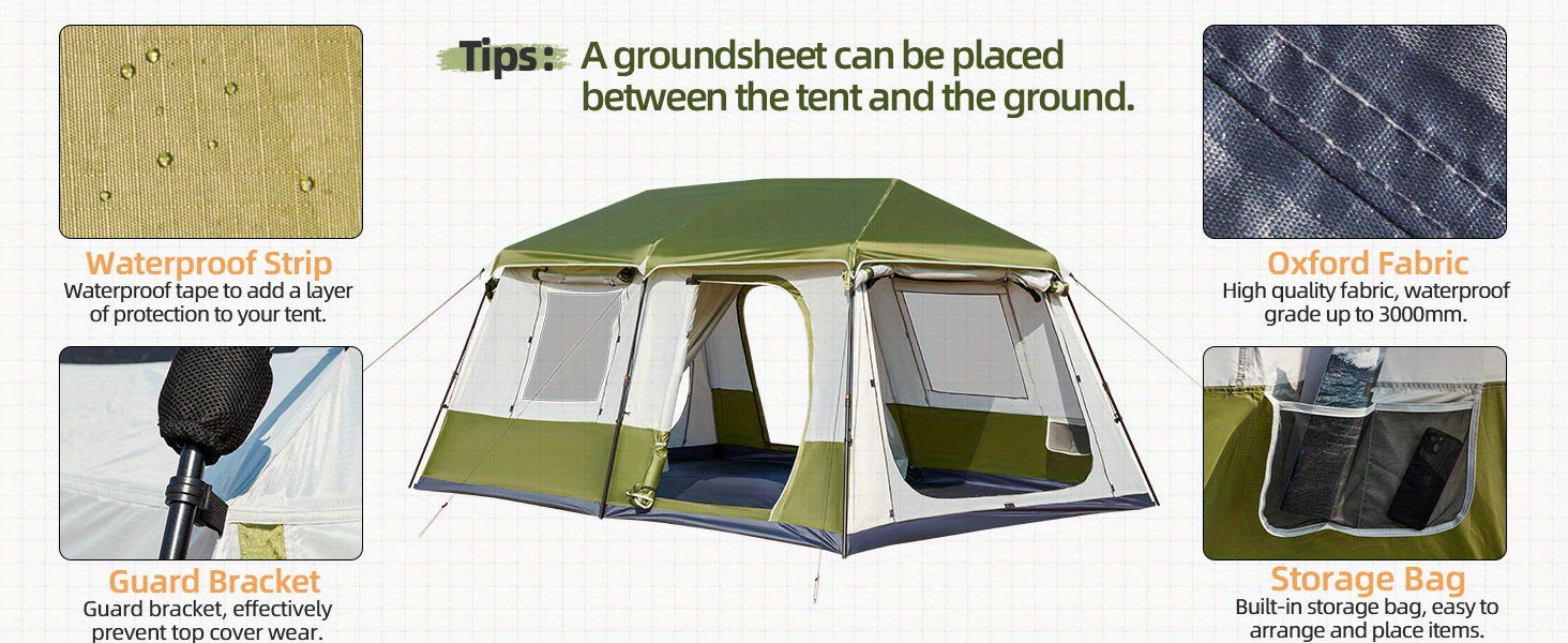 OYEROL 4-10 Person Instant Pop-Up Camping Tent – 60s Setup, 4-Season