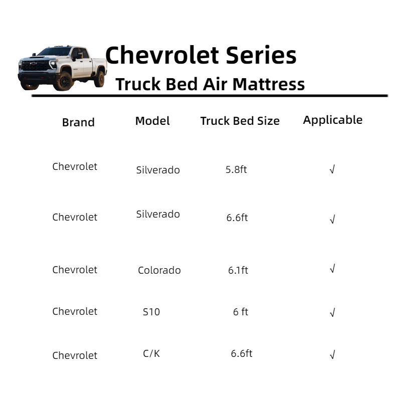DikaSun Chevrolet Truck Bed Air Mattress – Fits Silverado, Colorado, S10 & C/K | 5.5–6.6 ft